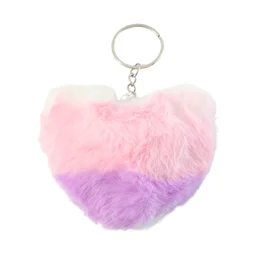 Plush Heart Keychain – Soft & Durable Pink Purple Accessory