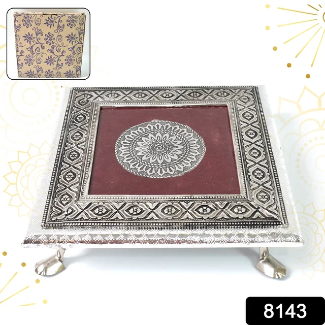 Pooja Chowki – Silver Square Bajot for Home Temple | Styleva