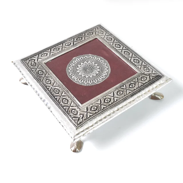 Pooja Chowki – Silver Square Bajot for Home Temple | Styleva