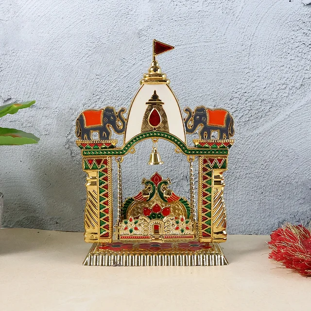 Pooja Jhula Mandir – Traditional Decorative Idol Swing with Bell