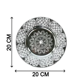 Pooja Thali Set – 8-Inch Plastic Silver Color for Festivals | Styleva