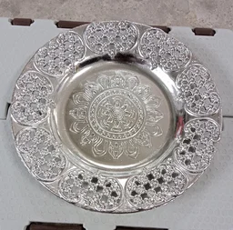 Pooja Thali Set – 8-Inch Plastic Silver Color for Festivals | Styleva