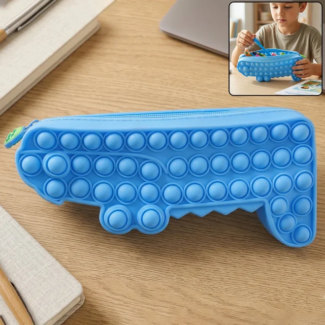 Pop It Crocodile Pencil Pouch – Stress-Relief Silicone & Spacious Design