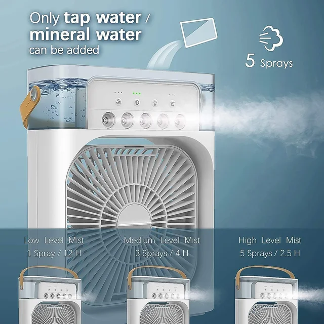 Portable Air Cooler Fan – Personal Cooling with 7-Color Light