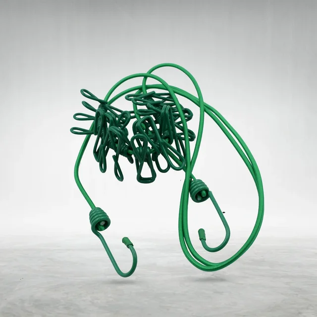 Portable Clothes Drying Rope – Elastic with 12 Clips | FERVENT