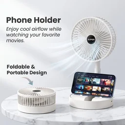 Portable Foldable USB Desktop Fan with Adjustable Height Stand (1 Pc)