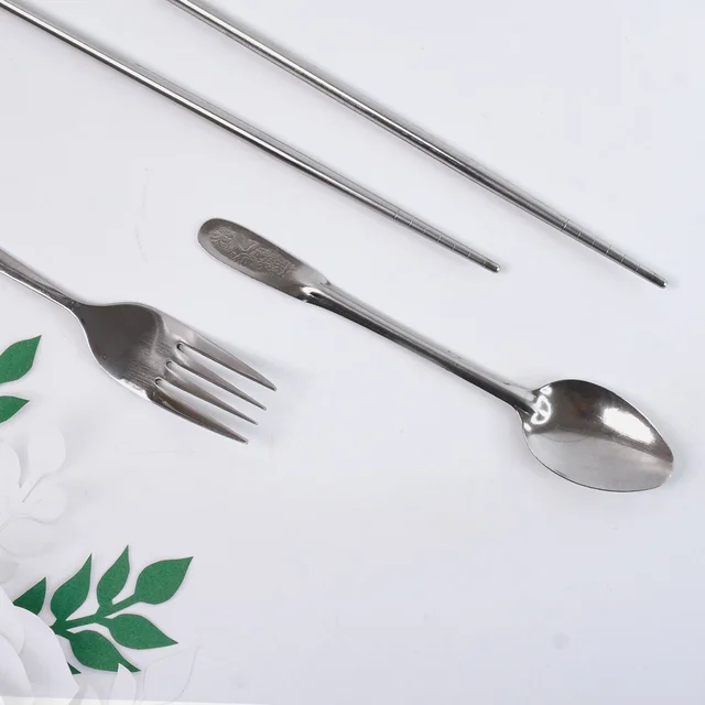 Portable Stainless Steel Cutlery Set – Durable 4-Pc Travel Utensils