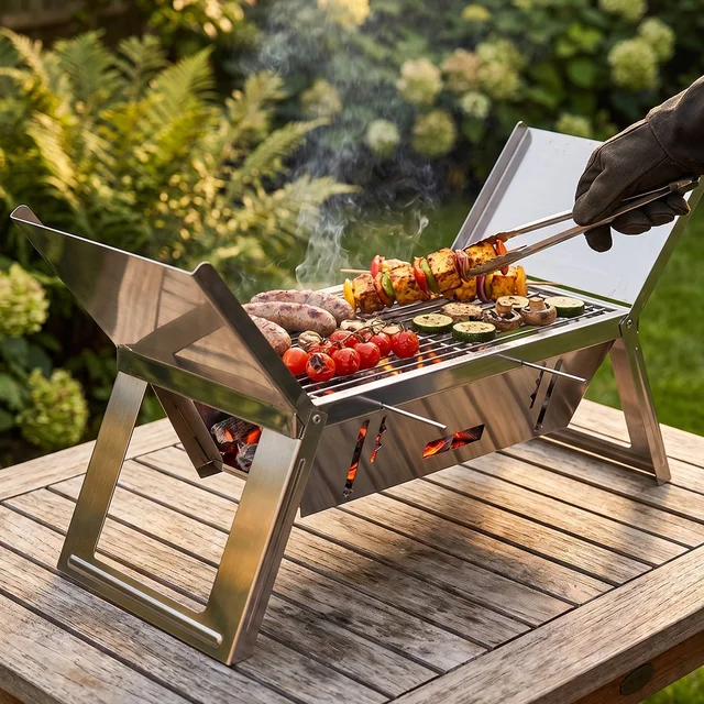 Portable Stainless Steel Grill – Compact Outdoor BBQ Solution