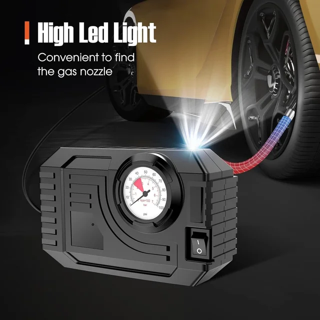 Portable Tire Inflator – 12V Air Compressor with Gauge | RaceVault