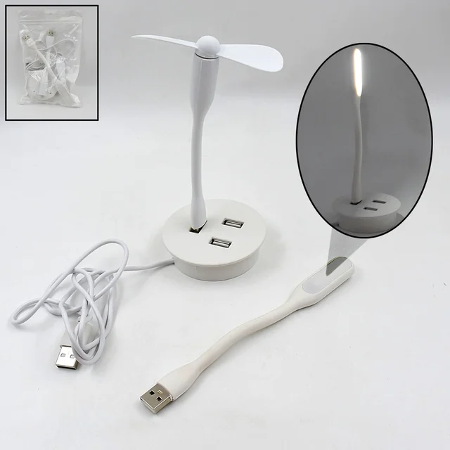 Portable USB Fan, Light & 3-Port Hub Combo for Laptops | Deskrova