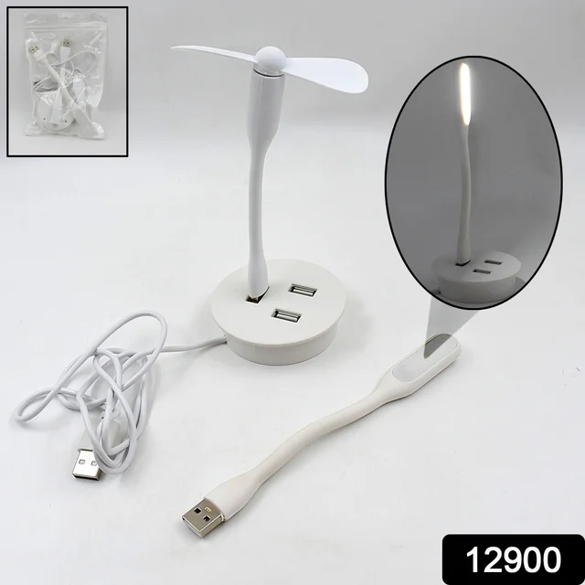 Portable USB Fan, Light & 3-Port Hub Combo for Laptops | Deskrova