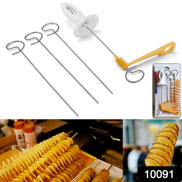 Potato Spiral Cutter – Manual Vegetable Slicer (4 Spits) | Quickslice