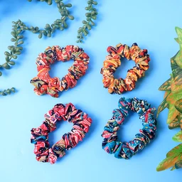 Printed Fabric Hair Scrunchies – Set of 12 Stylish Prints