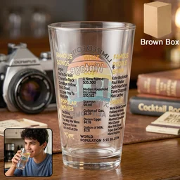 Printed Vintage Trivia Drinking Glass – Unique Novelty Gift