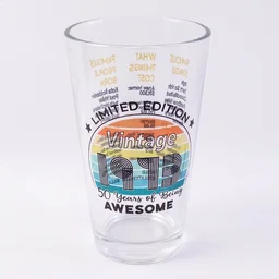 Printed Vintage Trivia Drinking Glass – Unique Novelty Gift