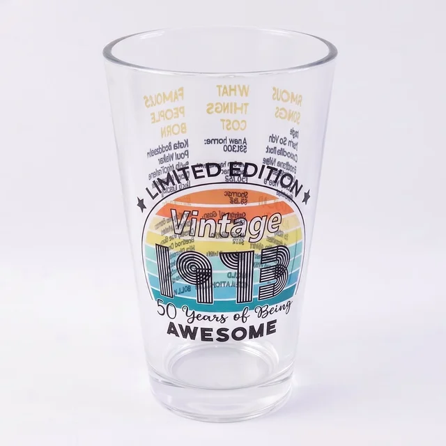 Printed Vintage Trivia Drinking Glass – Unique Novelty Gift