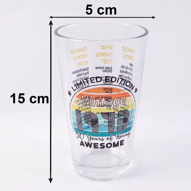 Printed Vintage Trivia Drinking Glass – Unique Novelty Gift