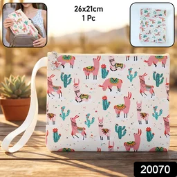 Printed Zipper Pouch – Compact Multipurpose Organizer with Wrist Strap