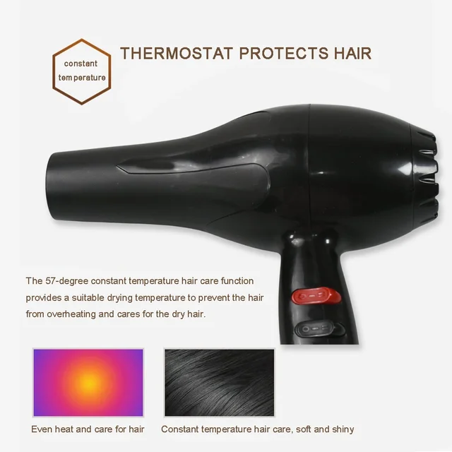 Professional Hair Dryer – 1800W, 3 Heat Settings |