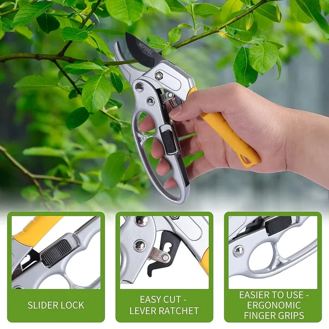 Pruning Shears – Ergonomic Ratchet Gardening Tool for Precise Cuts