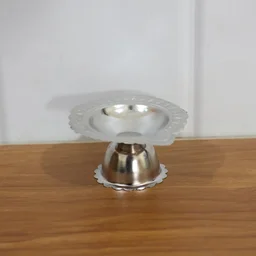 Puja Diya Stand – Stainless Steel Traditional Oil Lamp Holder