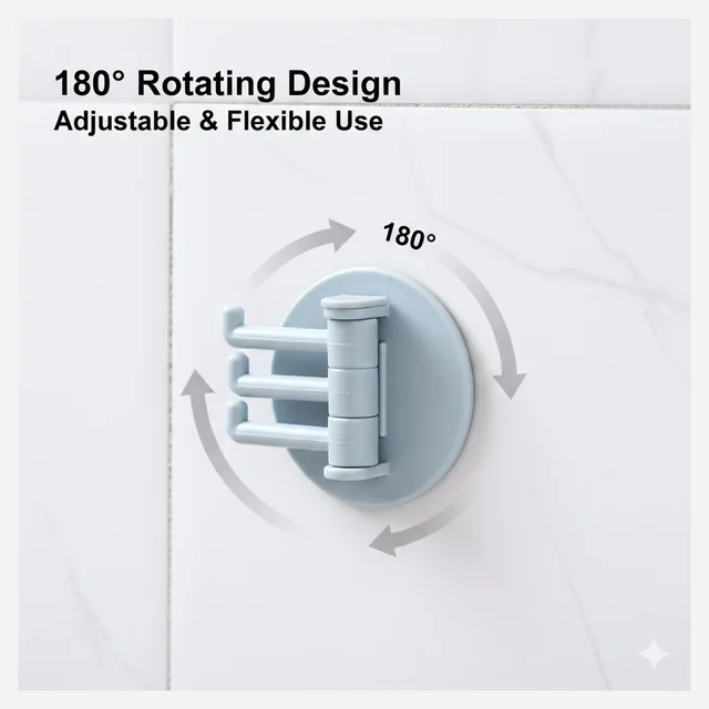 Punch-Free Sticky Hook – 3-Hook Rotating Organizer | GlimmerHome