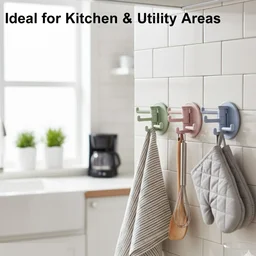 Punch-Free Sticky Hook – 3-Hook Rotating Organizer | GlimmerHome