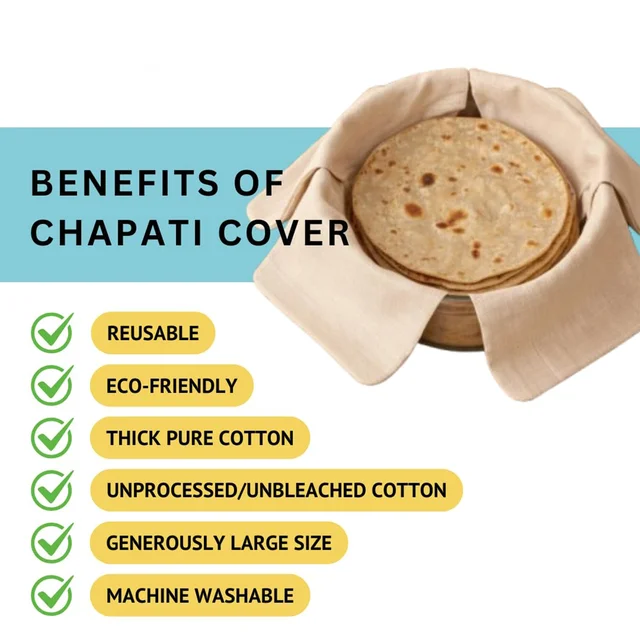 Pure Cotton Roti Mate Cloth – Soft, Foldable Chapati Cover 51×51 cm