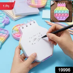 Push Bubble Pop It Fidget Diary Pastel Hexagon Notebook for Kids (1 Pc)