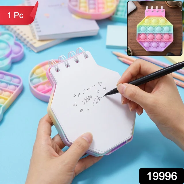 Push Bubble Pop It Fidget Diary Pastel Hexagon Notebook for Kids (1 Pc)