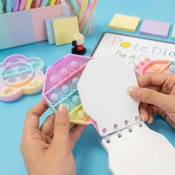 Push Bubble Pop It Fidget Diary Pastel Hexagon Notebook for Kids (1 Pc)