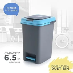 Push N Pedal Dust Bin – Hands-Free 6.5 Liter Space-Saver