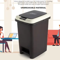 Push N Pedal Plastic Dustbin – 10L Capacity, Hands-Free Hygiene