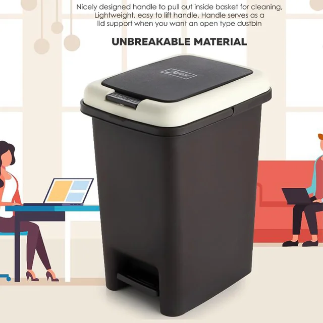 Push N Pedal Plastic Dustbin – 10L Capacity, Hands-Free Hygiene