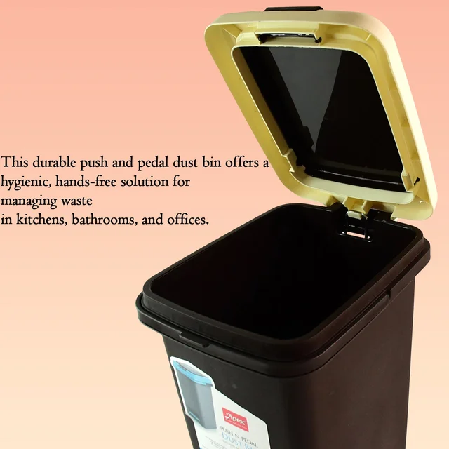 Push N Pedal Plastic Dustbin – 10L Capacity, Hands-Free Hygiene