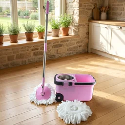 Quick Spin Mop – Easy Wheel Steel Bucket | Velvet Wipe