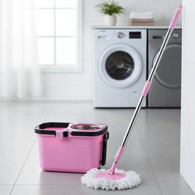 Quick Spin Mop – Easy Wheel Steel Bucket | Velvet Wipe