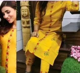 WOMEN KURTA SET WITH EMRODARY WORK FANCY KURTI WITH BOTTOM Mo - S