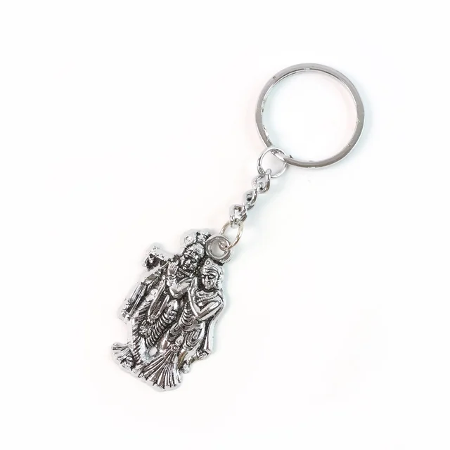 Radha Krishna Metal Keychain – Durable Spiritual Gift