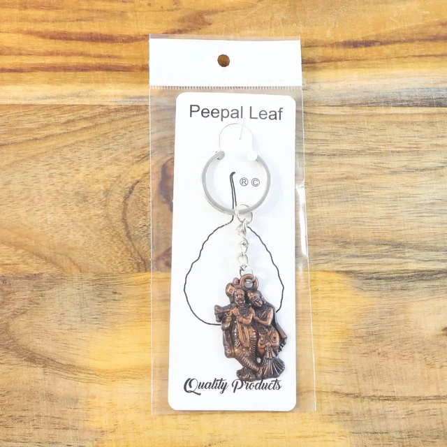 Radha Krishna Metal Keychain – Durable Spiritual Key Holder