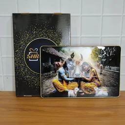Radha Krishna Village Scene Wall Frame – Peaceful & Elegant Decor