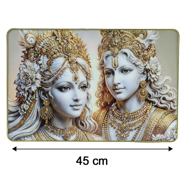 Radha Krishna Wall Art – Golden Finish Decor for Spiritual Spaces