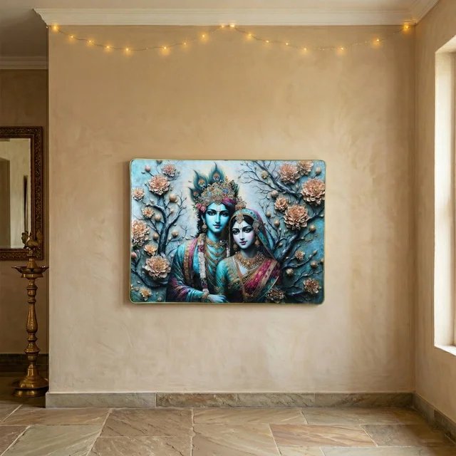 Radha Krishna Wall Frame – Divine Spiritual Decor for Home