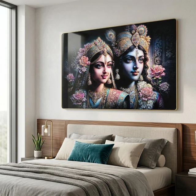 Radha Krishna Wall Frame – Elegant Spiritual Home Decor