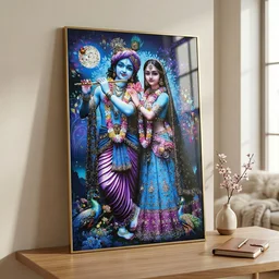 Radha Krishna Wall Frame – Large Artistic Decor for Devotees
