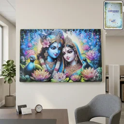 Radha Krishna Wall Frame – Vibrant Spiritual Artwork for Home