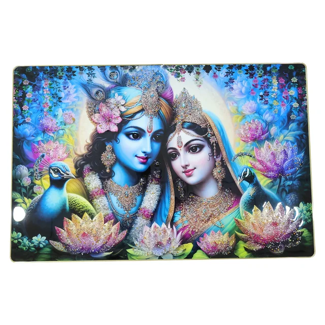 Radha Krishna Wall Frame – Vibrant Spiritual Artwork for Home