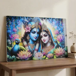 Radha Krishna Wall Frame – Vibrant Spiritual Artwork for Home