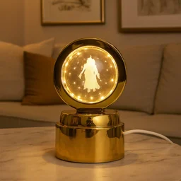 Radhe Krishna Crystal Ball Night Light – 360° Rotating LED Lamp