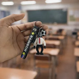 Rainbow Keychain – Colorful Cartoon Football Boy Accessory